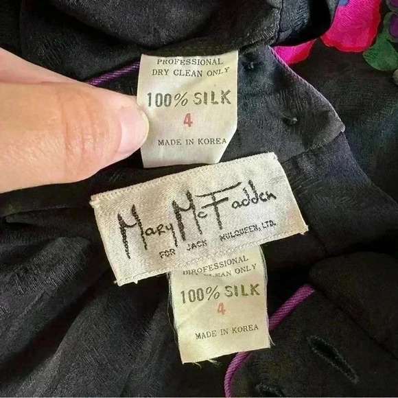 Mary McFadden silk 2 piece floral‎ print set size 4 - Picture 11 of 14